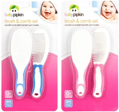 Hair Brush & Comb Set Soft & Gentle For Your Baby Rounded Comb Teeth 0+Months • £3.99