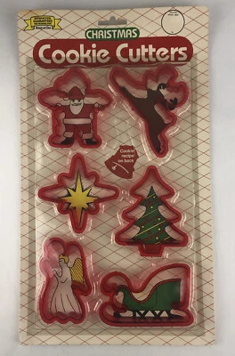 $11.99 • Buy Christmas Cookie Cutters Red Plastic Santa Angel Star Reindeer NOS Vintage 