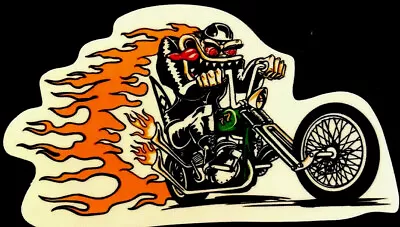 Hot Rod Sticker ”motorcycle Chopper Flames” 3 1/4 X 2“ Very Glossy & Cool!!! • $2.35