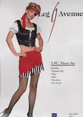 5 PC Sexy Pirate Women's Adult Fancy Dress Costume / Outfit - BNWT Jolly Roger • £13.99