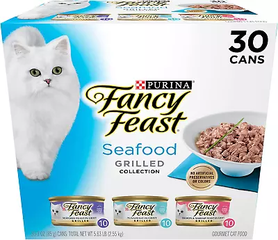 FANCY FEAST Adult Grilled Seafood Variety Pack Wet Cat Food 30X85G • $48.95