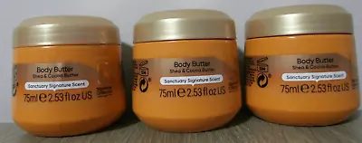 3 X Sanctuary Spa Shea & Cocoa Butter Signature Body Butter 75ml Travel Size • £7.49