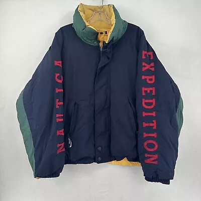 Vintage Nautica Expedition Men's Full Zip Puffer Jacket Size Large - Blue • $59.95