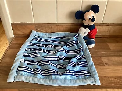 Disney Baby Mickey Mouse Blue Stripe Soft Comforter Toy Blankie Soother • £8.99