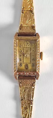 Vintage ZentRa Art Deco Tank Luxury Gold Plated German Ladies Wind Up Watch 1930 • $15.99