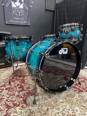 DW Collectors Maple Exotic Blue To Black Burst 4pc Drum Set • $7315