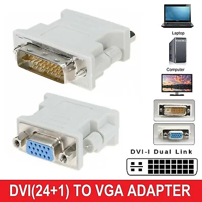 $7.99 • Buy DVI D Male To VGA Female DVI To VGA Video Converter Adapter For PC Laptop TV
