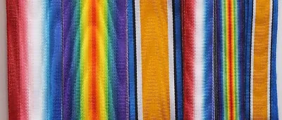 WW1 Full & Miniature Size British Military Medal Ribbons 6  Lengths  *[MEDRIB] • £4.40