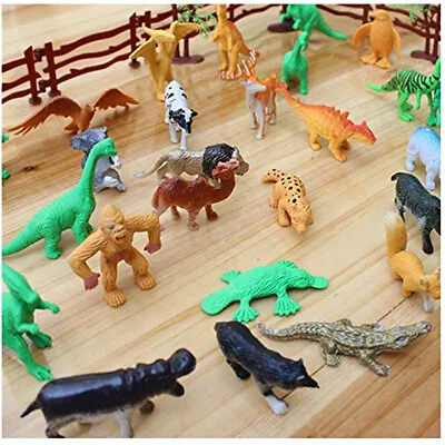 68pcs Plastic Wild Dinosaur Tiger Farm Yard Animals Model With Fence Kids Model • $23.99