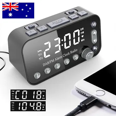 $35.99 • Buy DAB+FM Radio Clock Alarm LED Digital Sleep Bedside Dual Timer Large Size Display