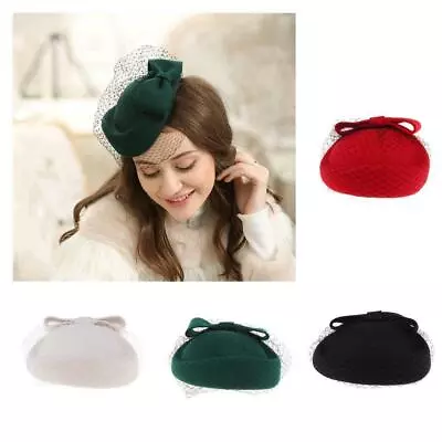$28.38 • Buy Fascinator Hat Pillbox Veil Wedding Cocktail Race Clip Wool Hat