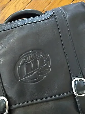 Miller Lite Canyon Outback Black Leather Briefcase Messenger Bag Laptop New* • $35