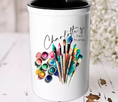 Personalised Ceramic Artist's Paint Brushes Jar Pot Holder Gift Idea • £9.99