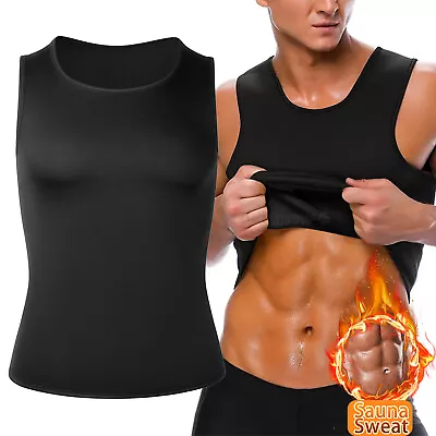 Men Sweat Shapewear Body Shaper Sauna Vest Slimming Tops Workout Gym Weight Loss • £13.30