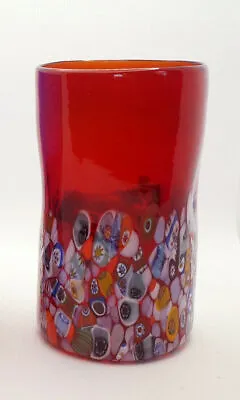 New Murano Millefiori Multicolor Red Drinking Glass Italian Art Glass San Marco • $74.99