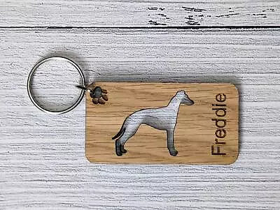 Personalised Whippet Wooden Keyring | Gift For Whippet Parent | Key Tag Gift • £4.03