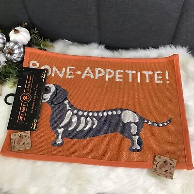 Dachshund   🎃Bone Appetite ! Halloween Dog Pet Mat  Skid Resistant 13X19” NWT🏷 • $15.98