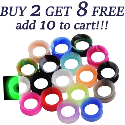 $6.29 • Buy Pair Thin Silicone Ear Skin Ear Tunnels Plugs Gauges Earskin Earlets Flesh Gauge