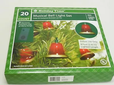 Vintage Retired Holiday Time Christmas Bell Light Set 20 Bells Red • $44.95