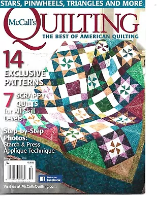 McCall's Quilting Magazine Sep/Oct2016 14 Exclusive Patterns7 Scrappy Quilts • $6.49