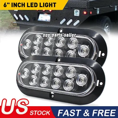 2Pcs White 6  Oval LED Surface Mount Truck Trailer Backup Reverse Tail Light 12V • $14.94