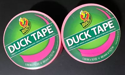 ( 2 ROLLS ) Duck Brand Duct Tape ----- NEON PINK ----- 1.88 In. W X 15 Yd. L • $10