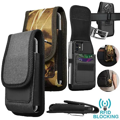 Cell Phone Holster Belt Clip Pouch Buckle Leather Wallet Card Holder Case Cover • $7.98