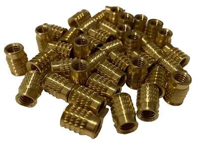 25 M5 X 6.6 Press In Knurled Brass Insert For Thermoset Plastic Heat Ultrasonic • £6