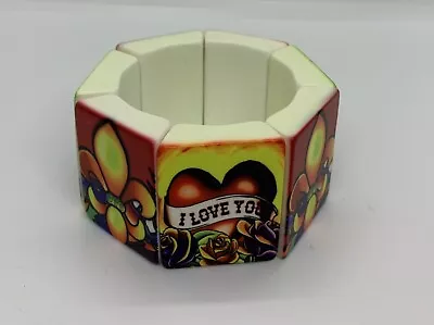 Vintage Ed Hardy Bracelet I Love You Crown Saint Fleur De Lis Valentine • $32