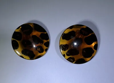 Vintage Tortoise Shell Round Button Clip-on Earrings A Classic Fashion  Jewelry • $5
