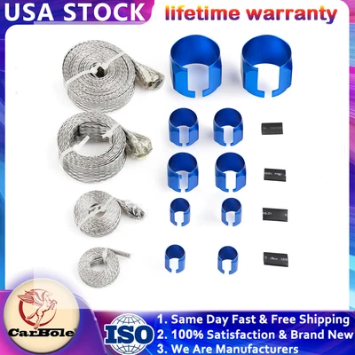 $29.69 • Buy Stainless Steel Braided Hose Cover Kit Engine Radiator Vacuum Fuel Line Sleeve