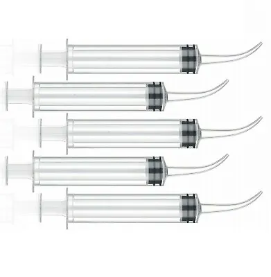 $6.99 • Buy 12cc Oral Dental Syringes Monoject Style Disposable Plastic Curved Tip (5 Pack)