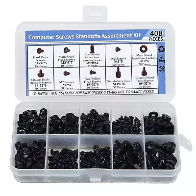 400PCS Computer Screws Motherboard Standoffs Assortment Kit For Universal Mot • $15.37