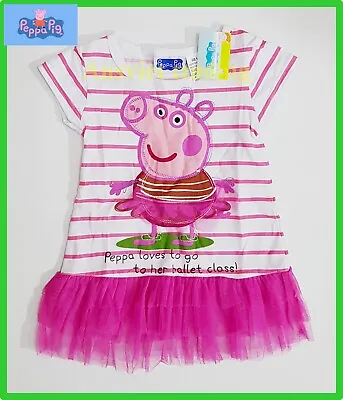 $16.99 • Buy BNWT Peppa Pig Cartoon Girls Ruffle Dress New Summer Party Beach