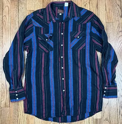 Plains Western Wear Shirt Plaid Pearl Snap Cowboy Rockabilly Men’s Sz Large Tall • $17.95