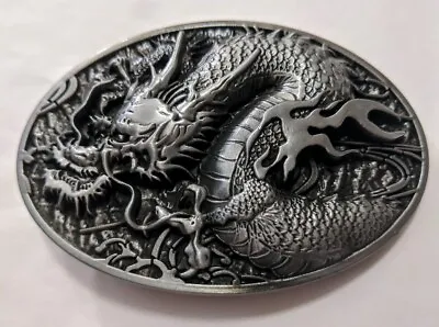 Antique Silver Color DRAGON Western Style Belt Buckle Full Metal US Seller • $13