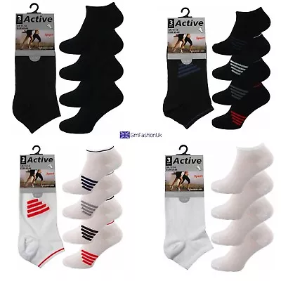 £6.99 • Buy 3 6 12 Pairs Of Mens Big Foot Trainer Socks Black White Size 11-14 Sport Feet