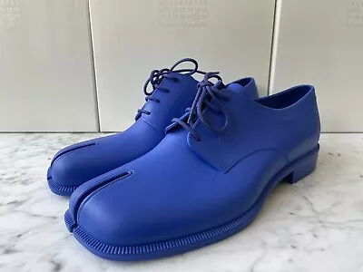 MAISON MARGIELA SS22 Blue Tabi Split-toe PVC Derby Shoes 45/12 NIB! • $240