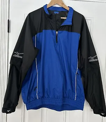 Mizuno ImpermaLite 1/4 Jacket Pullover Large Blue Black Waterproof Convertible • $28.88