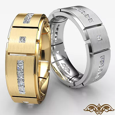 Channel Bezel Set Men's Princess Diamond Step Edge Eternity Wedding Band 1Ctw. • $2319