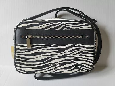 Michael Kors Black/White(off) Zebra Print Jet Set East West Crossbody NWT • $64.98