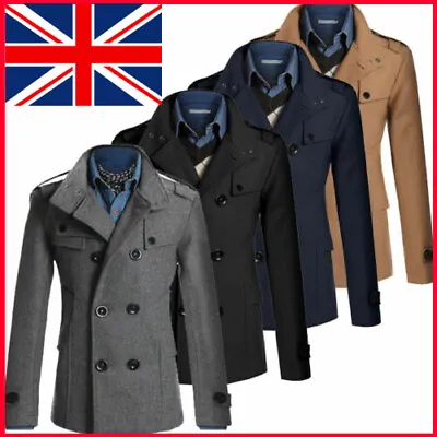 £31.80 • Buy Mens Winter Trench Coat Double Breasted Warm Outwear Tops Jacket Formal Overcoat