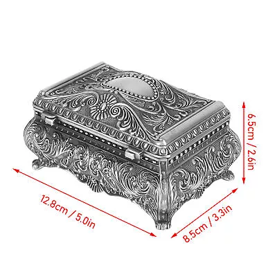 Metal Jewelry Box Rectangular Trinket Storage Box Vintage Jewelry Box For Women♡ • $40.31