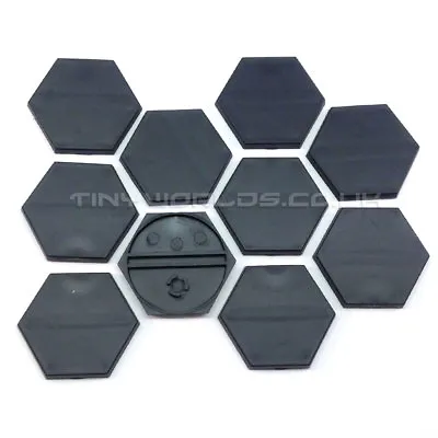 35mm Hexagonal Black Plastic Miniature Bases - Warhammer Wargames Hex Battletech • £4.99