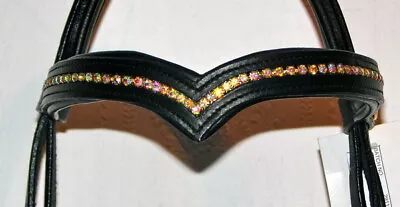 $66.15 • Buy FSS Crystal Rhinestone Bling V VEE DROP SHAPE Colour Padded Custom Browband NEW