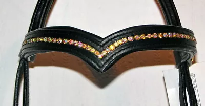 FSS Crystal Rhinestone Bling V VEE DROP SHAPE Colour Padded Custom Browband NEW • $66.15