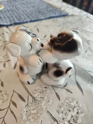 Rare Vintage Vantellingen Blk/white Dog Salt&pepper Shakers • $35