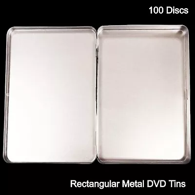 100 X Rectangular Metal Aluminium Silver Ultra Multi Storage Case CD DVD Tins • £433.99