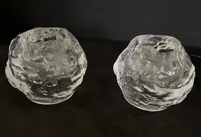 Vintage Pair SNOWBALL 3in Votive Candle Holders Glass • $25