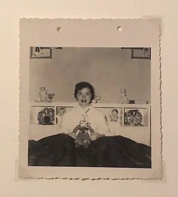 Vintage Photo Snapshot Girl With Clown Doll Bedroom • $4.99